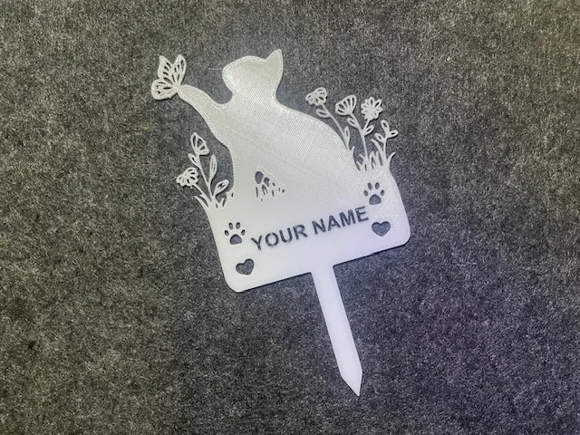 Memorial-Gravestone-Remembrance Sign-Cat Flowers
