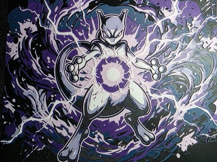 Mewtwo Psystrike & Psychic Energy - HueForge, photo 2 of 3 - Mewtwo Psystrike & Psychic Energy - HueForge Generative Art