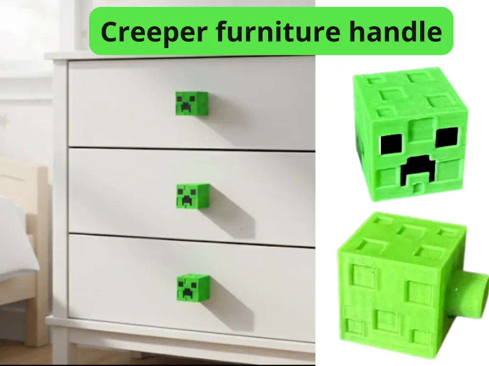 Minecraft Creeper furniture handle knob drawer, another view - Drawer Handles & Knobs, Storage & Organisation