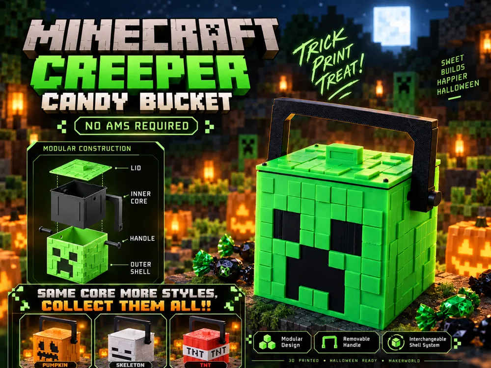Minecraft Creeper Halloween Candy Bucket