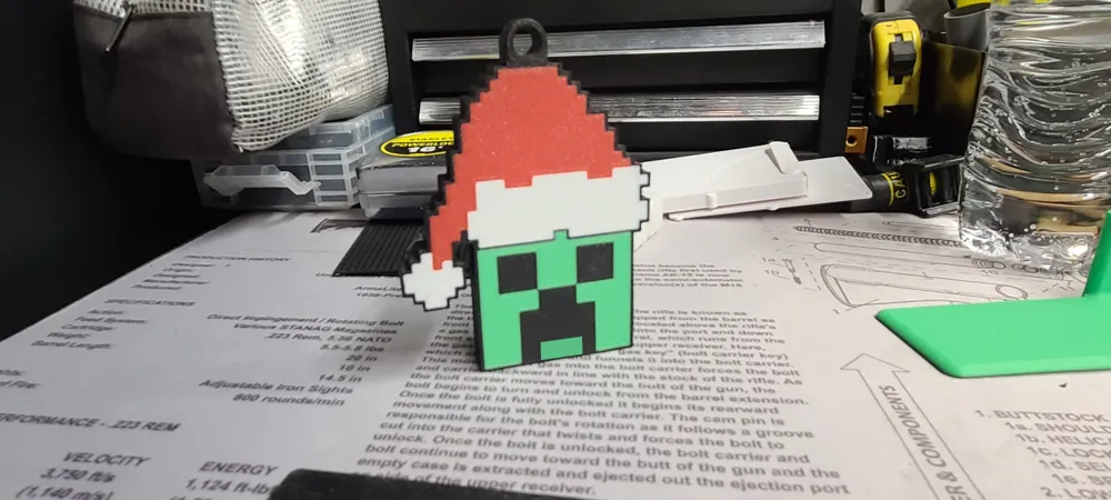 Minecraft Creeper Santa Ornament, photo 3 of 4 - Character Christmas Ornaments, christmas tree