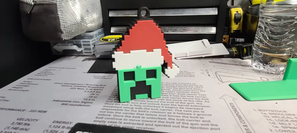 Minecraft Creeper Santa Ornament, photo 4 of 4 - Character Christmas Ornaments, christmas ornament