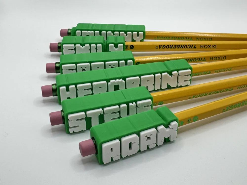 Minecraft Font Fully Customizable Pencil Topper, photo 3 of 4 - Pens, Pencils & Accessories, pencil toppers