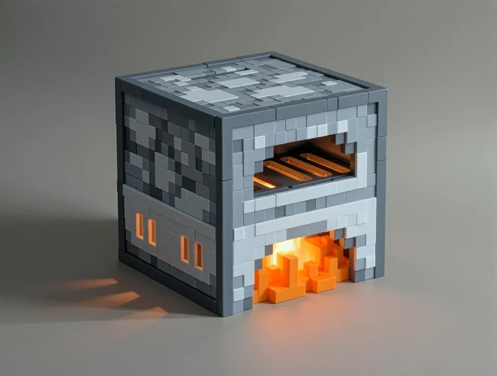 Minecraft Furnace Nightlight with Secret Money Box, photo 3 of 4 - Piggy Banks & Money Boxes, LED 001