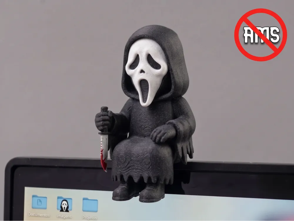 Mini Ghost Face, Sitting on Monitor - Monitor Risers & Desk Shelves, in stock