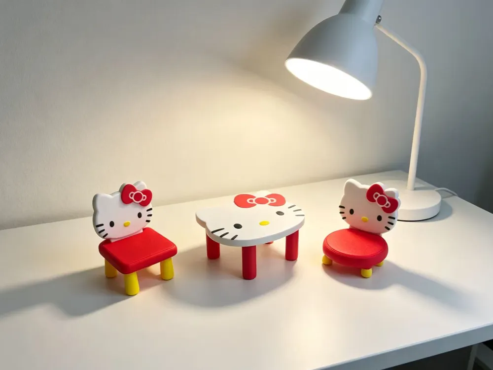 Hello Kitty Miniature Table and Chair Set, photo 3 of 4 - Hello Kitty Miniature Table and Chair Set Figurines & Collectibles