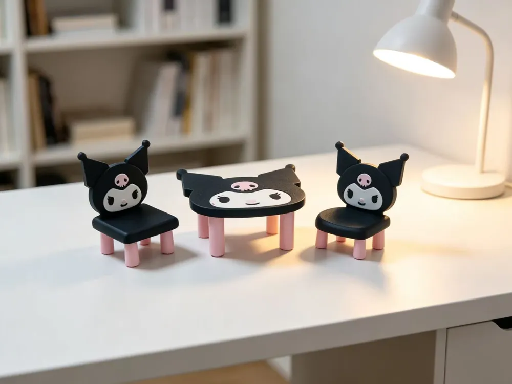 Kuromi Miniature Table and Chair Set, photo 3 of 4 - Kuromi Miniature Table and Chair Set Miniatures