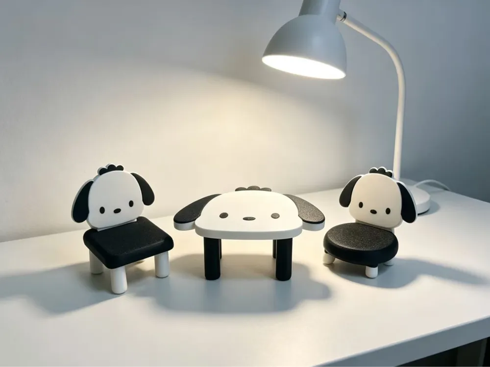 Pochacco Miniature Table and Chair Set, photo 3 of 4 - Pochacco Miniature Table and Chair Set Miniatures