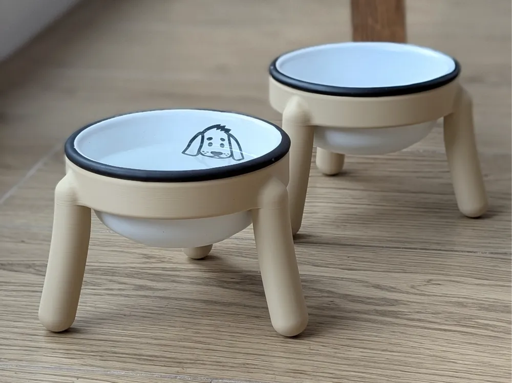 Minimal Parametric Pet Bowl Three-Legged Stand