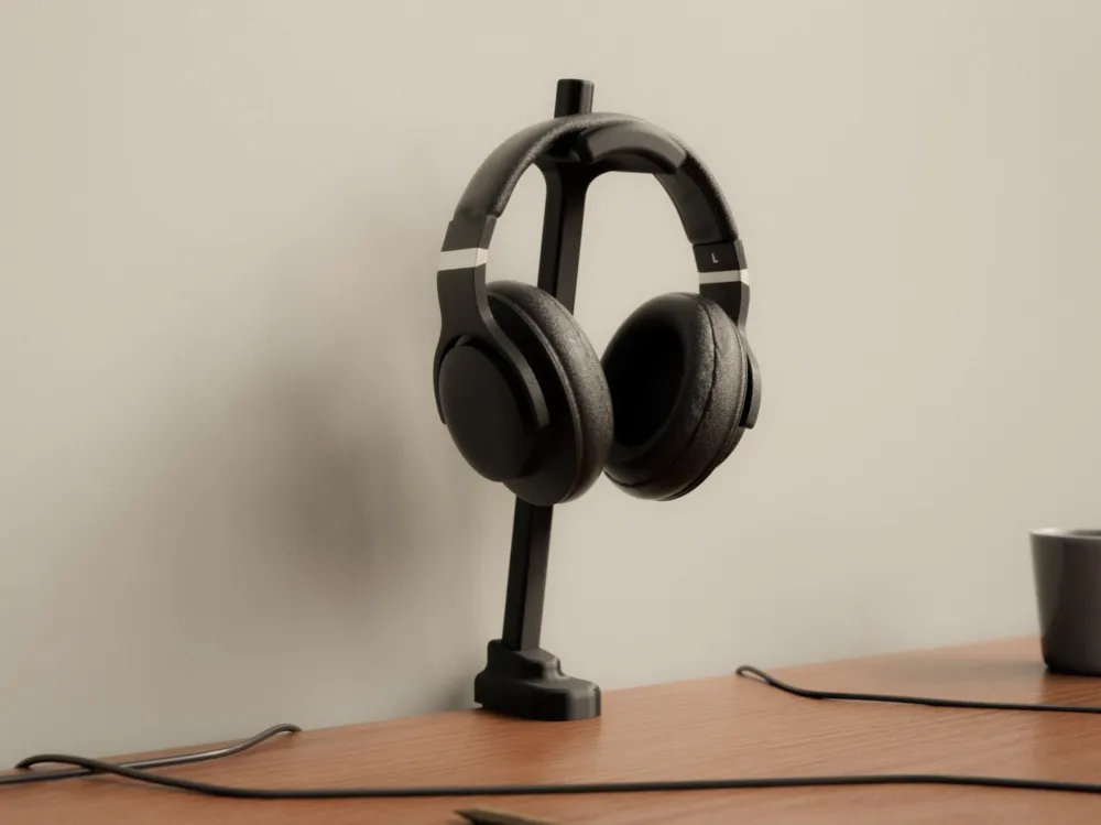 Minimalist Desk-Mount Headphone Stand