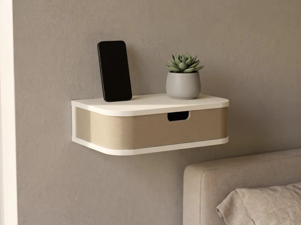 Modern floating Wall Shelf with Sliding Drawer - Wardrobe & Closet Organisers, in stock