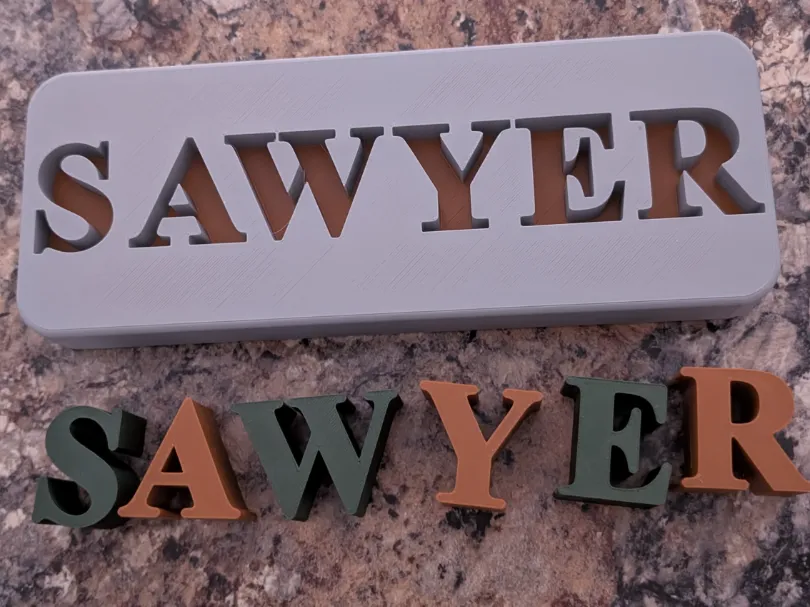 Modern Two-Tone Name Puzzle: "Sawyer" Edition, another view - Puzzles & Brain Teasers, kids