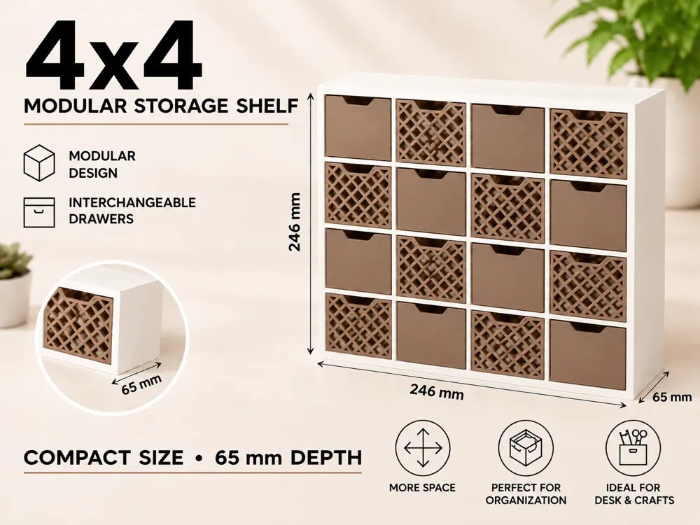 Modular Mini Shelf 4x4, Doll & Desk Storage - Office, in stock in India