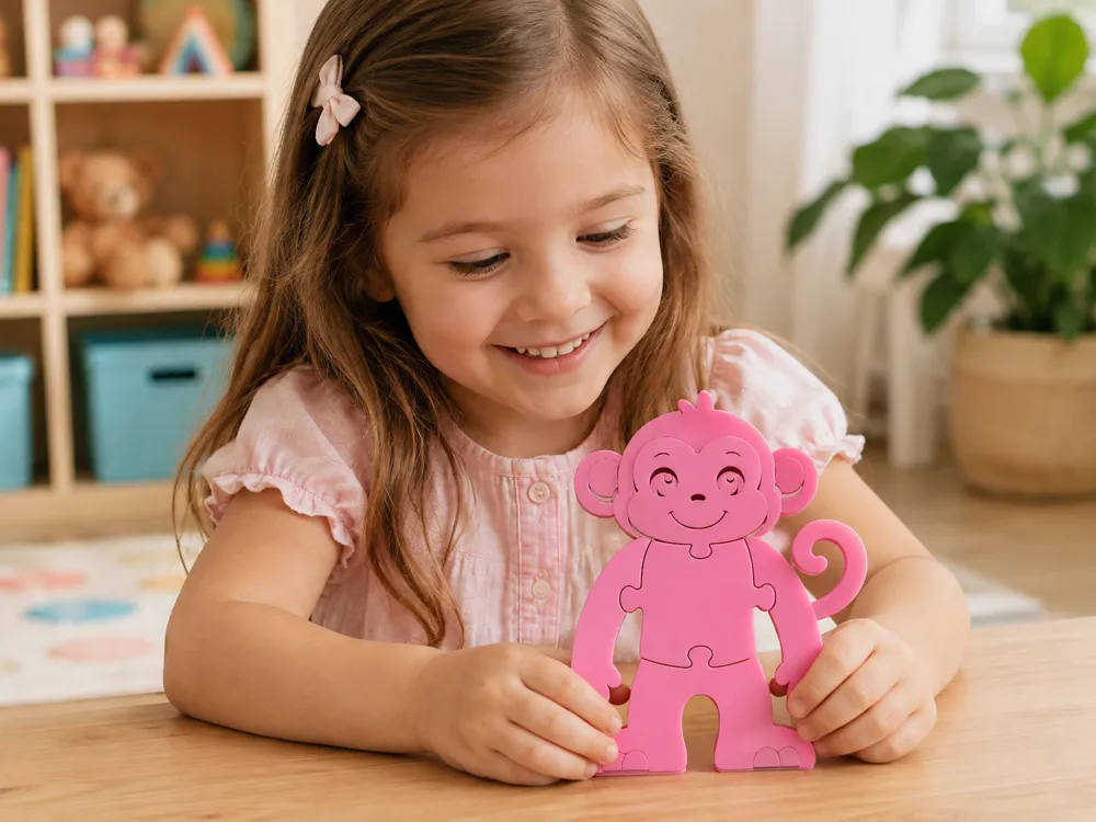 Monkey 3D Puzzle, Montessori Style for Kids, photo 3 of 5 - Interlocking & 3D Puzzles, montessori animals