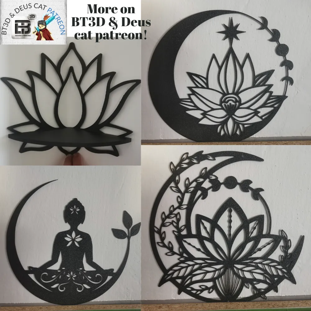 Moon and Lotus wall art, photo 2 of 4 - Space & Astronomy Wall Art, Home Decor Items