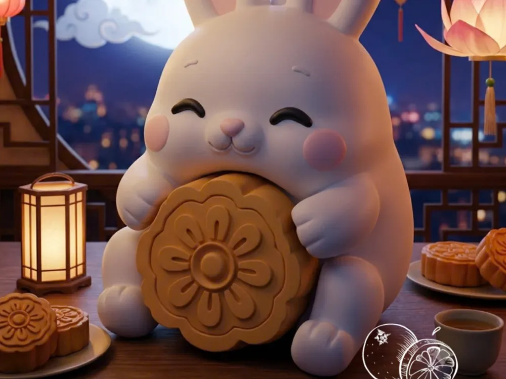 Moon Cake Bunny Clicker, photo 4 of 4 - Moon Cake Bunny Clicker Miniatures