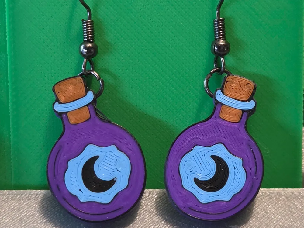 Moonlit Potion Bottle Drop Earrings, photo 4 of 4 - Moonlit Potion Bottle Drop Earrings Fashion