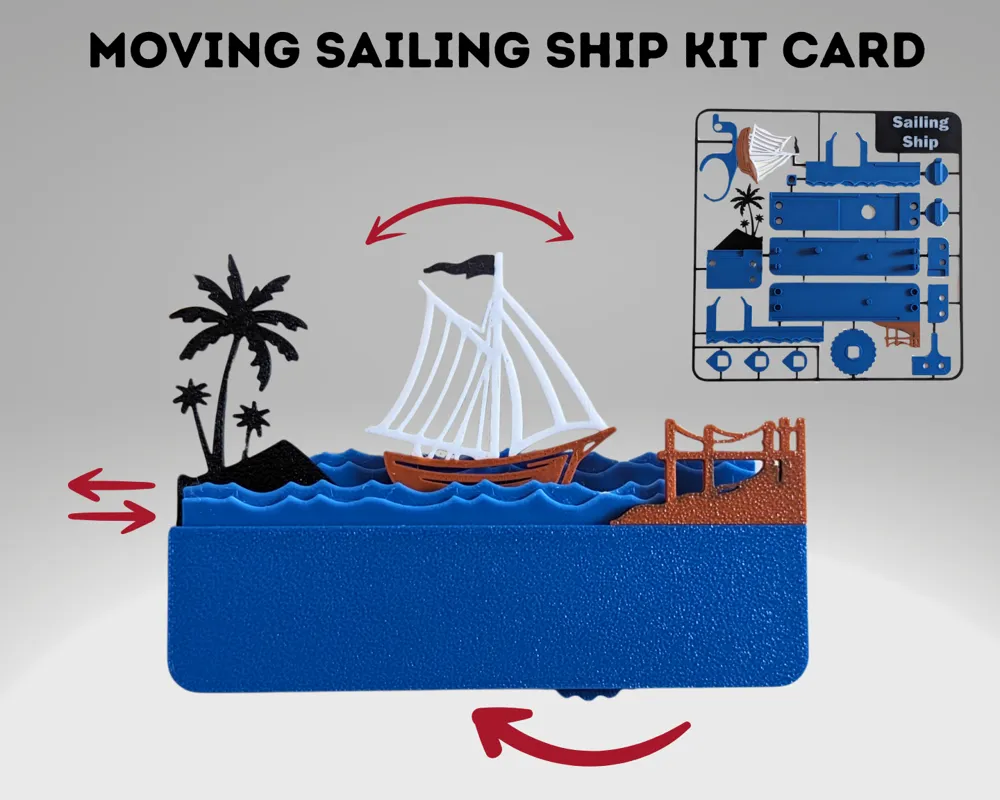 Moving Sailing Ship Kit Card