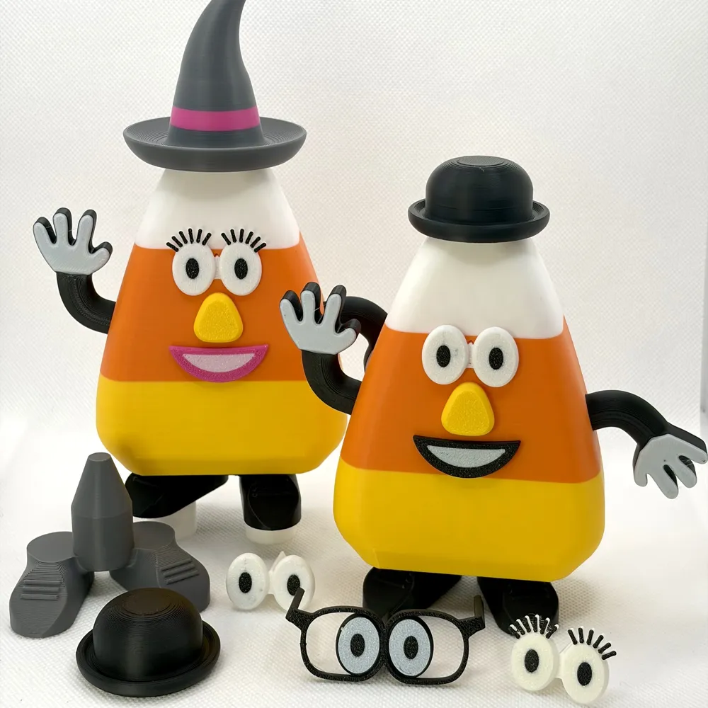 Mr and Mrs Candy Corn Halloween Figurine Toy, photo 2 of 4 - Candy Bowls & Trick-or-treat, candycorn
