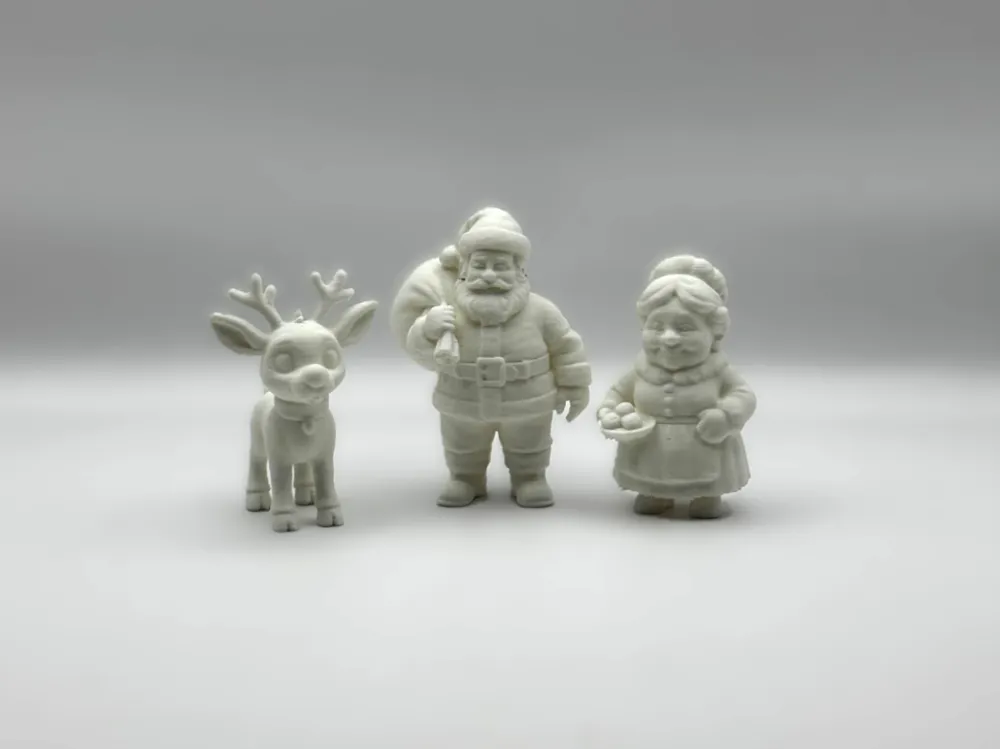 Mr. and Mrs. Claus, w/Rudolph, another view - Santa, Snowman & Reindeer Decor, christmas
