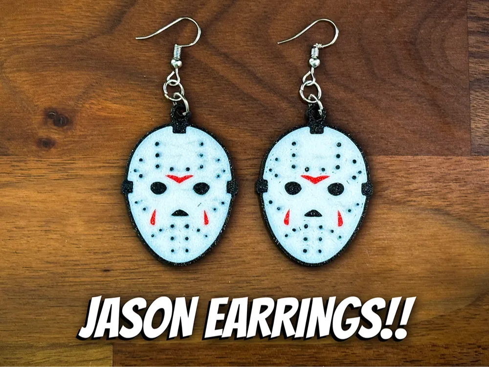 Multicolor Jason Mask Halloween Earrings, photo 3 of 4 - Multicolor Jason Mask Halloween Earrings Jewellery & Accessories