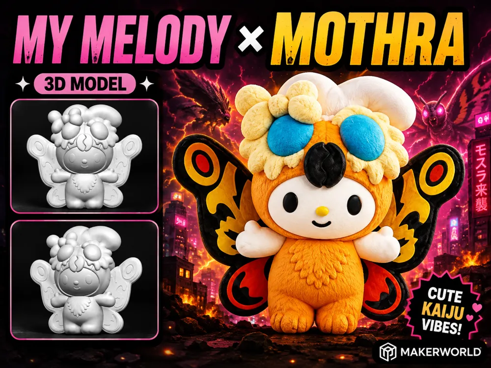My Melody × Mothra, Cute Kaiju Mashup, photo 3 of 4 - My Melody × Mothra, Cute Kaiju Mashup Figurines & Collectibles