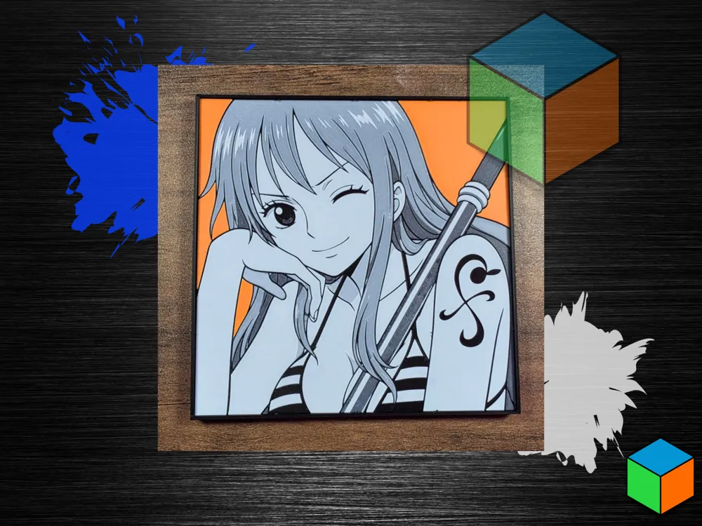 Nami, Orange Backdrop | One Piece HueForge, photo 2 of 3 - Nami, Orange Backdrop | One Piece HueForge Art