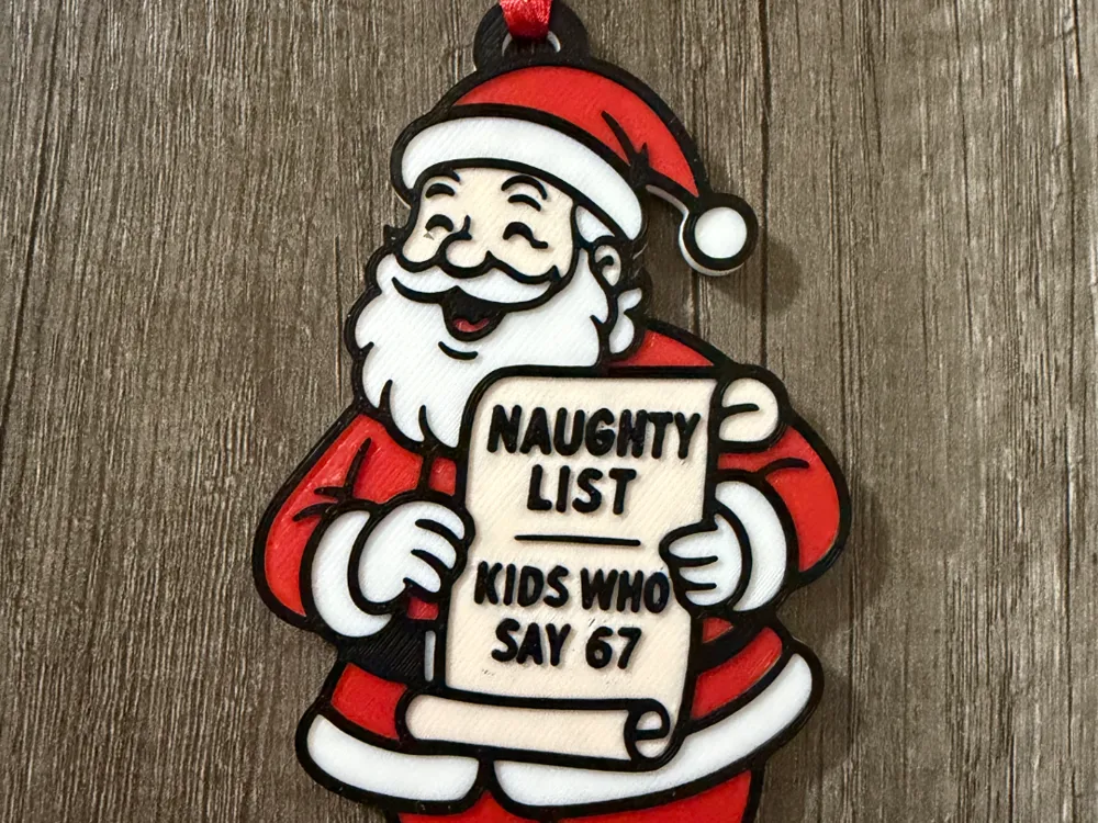Naughty List: Kids Who Say Six Seven Ornament, another view - Seasonal & Festive Decor, 67 ornament