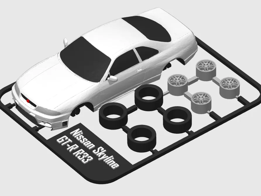 Nissan Skyline GT-R R33 kit card, another view - Car, Tank & Vehicle Kit Cards, nissanskyline