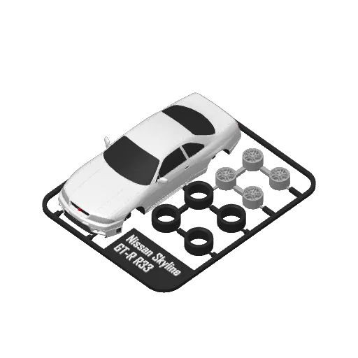Nissan Skyline GT-R R33 kit card, another view - Car, Tank & Vehicle Kit Cards, assembly