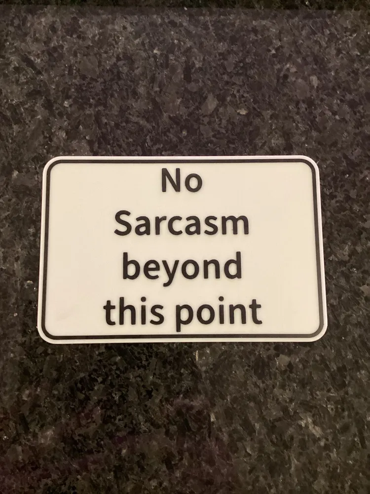 No Sarcasm Sign, photo 3 of 4 - No Sarcasm Sign Art