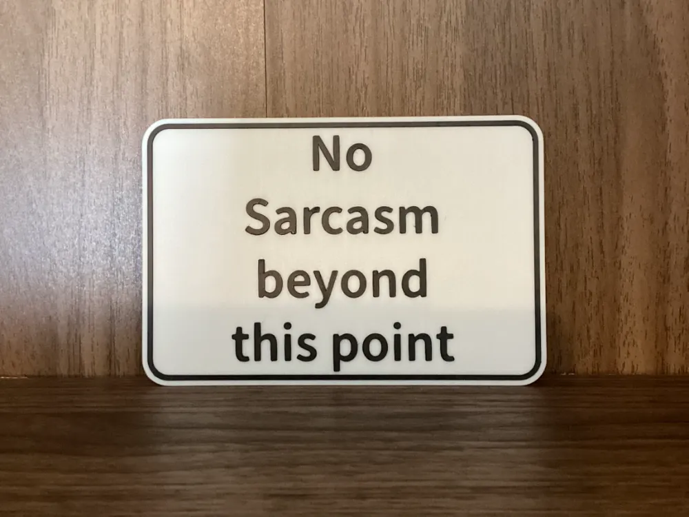 No Sarcasm Sign, photo 4 of 4 - No Sarcasm Sign Art