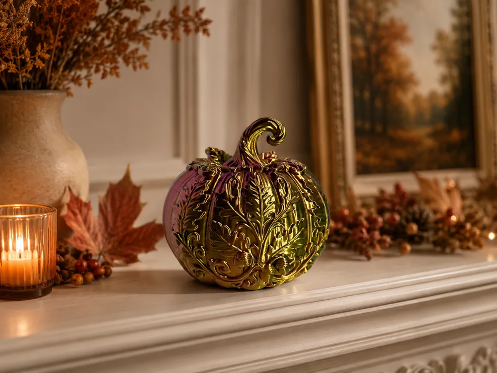 Ornated Pumpkin Lantern, photo 4 of 4 - Ornated Pumpkin Lantern Household