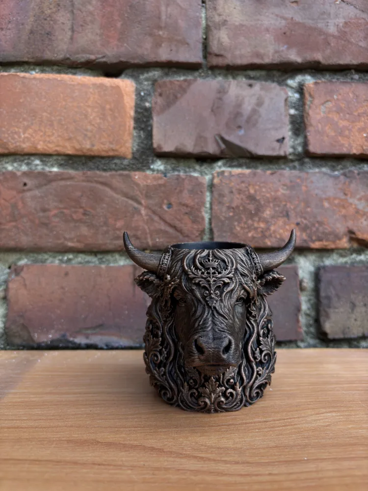 Ornamental Highland Cow Planter & Organizer, photo 2 of 5 - Hanging & Wall Planters, highland cow art
