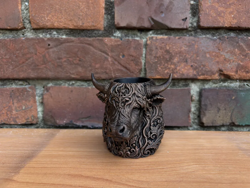 Ornamental Highland Cow Planter & Organizer, photo 3 of 5 - Hanging & Wall Planters, highland cattle