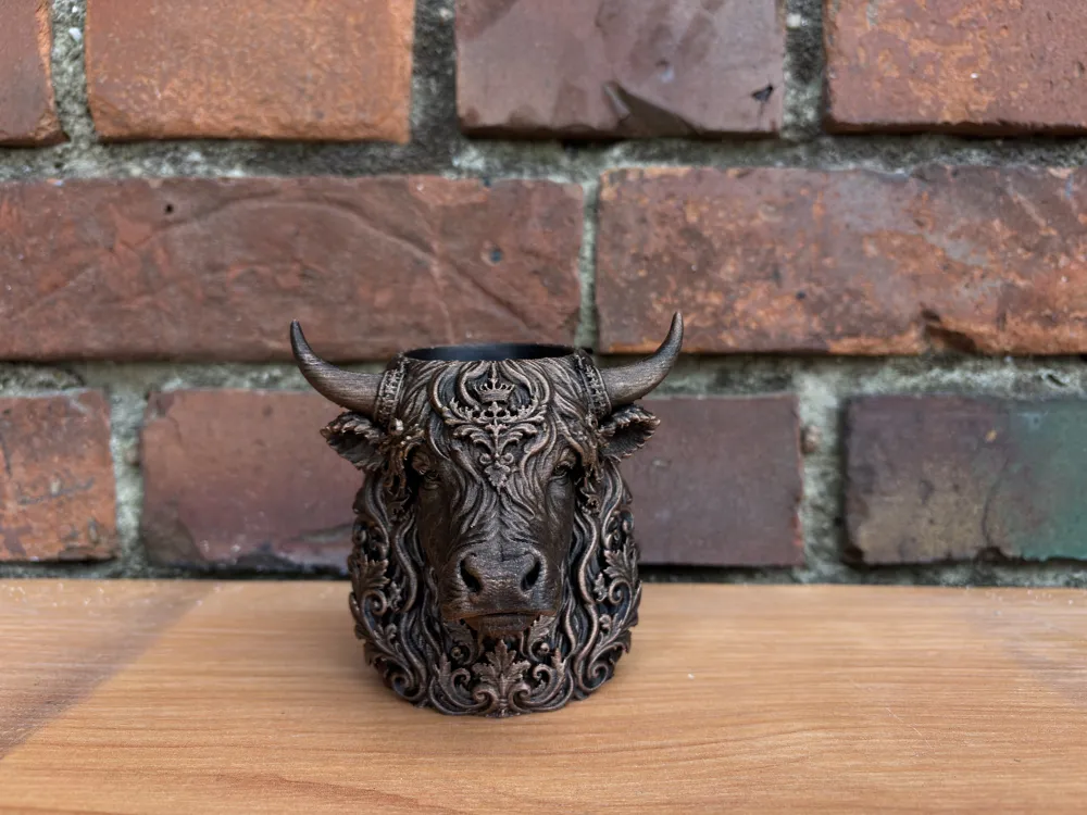 Ornamental Highland Cow Planter & Organizer, photo 4 of 5 - Hanging & Wall Planters, highland cattle wall art