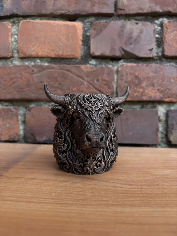Ornamental Highland Cow Planter & Organizer, photo 5 of 5 - Hanging & Wall Planters, cow decor