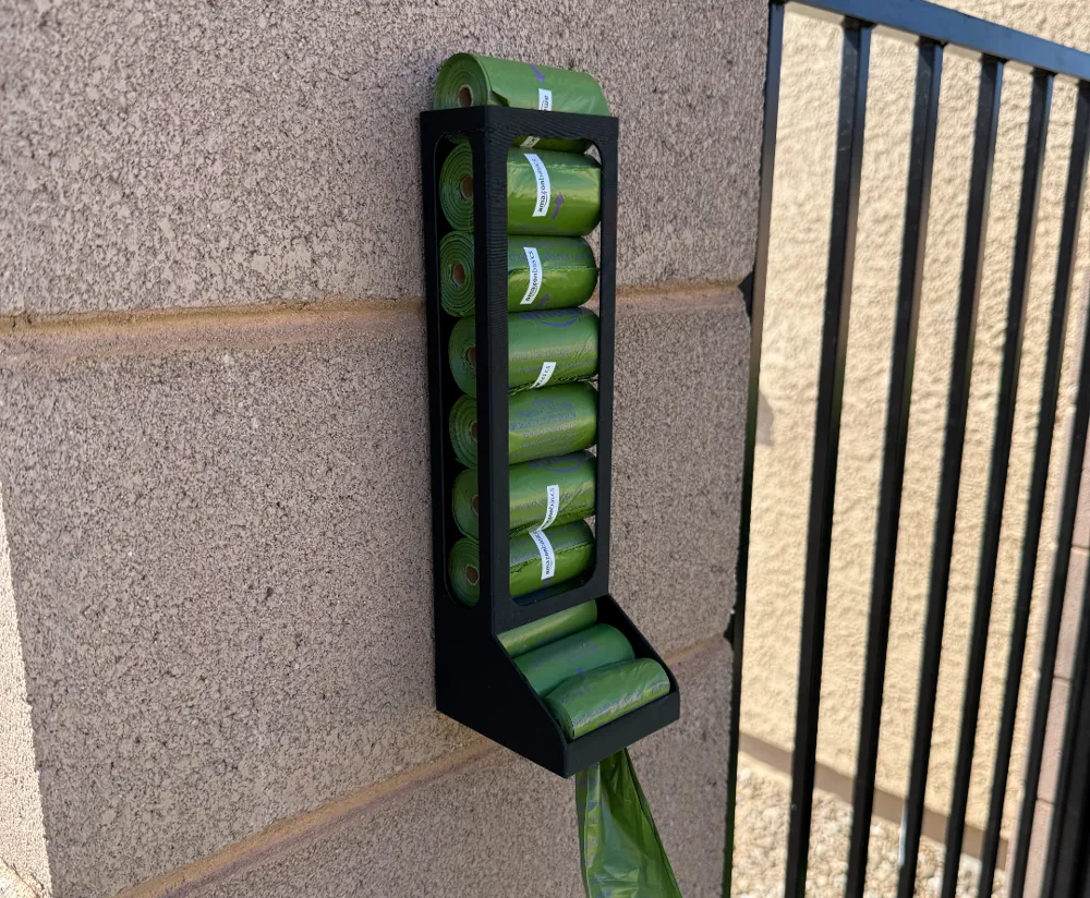 Outdoor Poop Bag Holder & Dispenser - Wall Mounted, another view - Leash & Poop-bag Holders, dog
