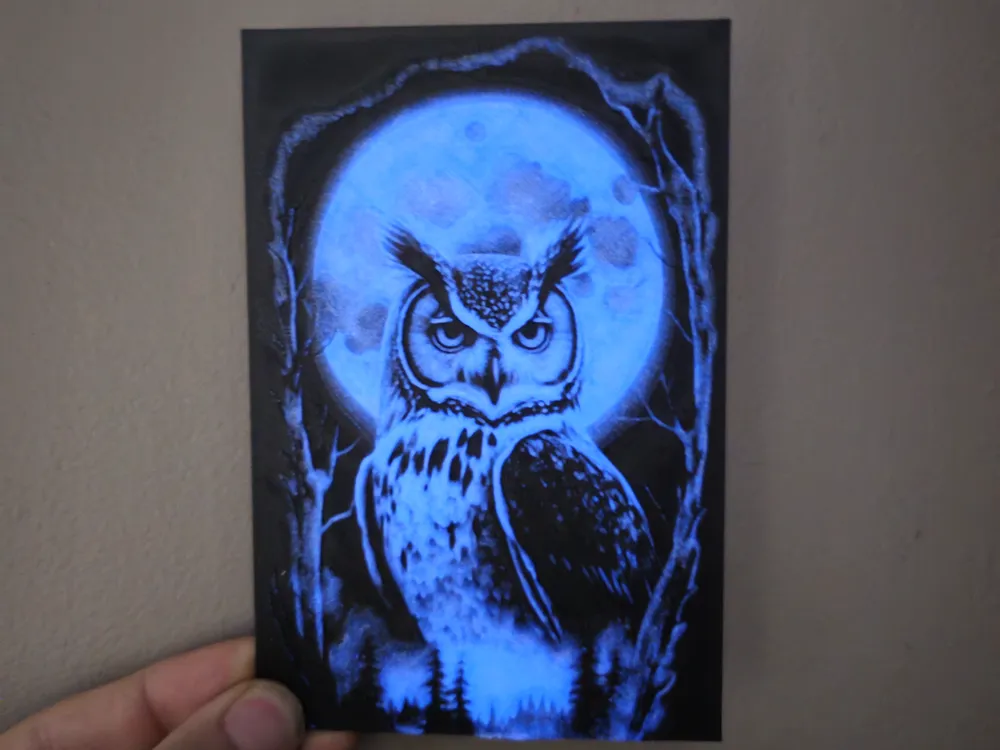 Owl Glow In The Dark, another view - Owl Figurines, glow in the dark