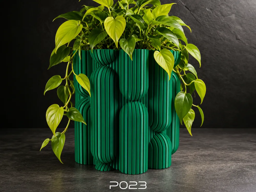 P023 Sculptural Planter: Ribbed Capsules - Garden, in stock in India