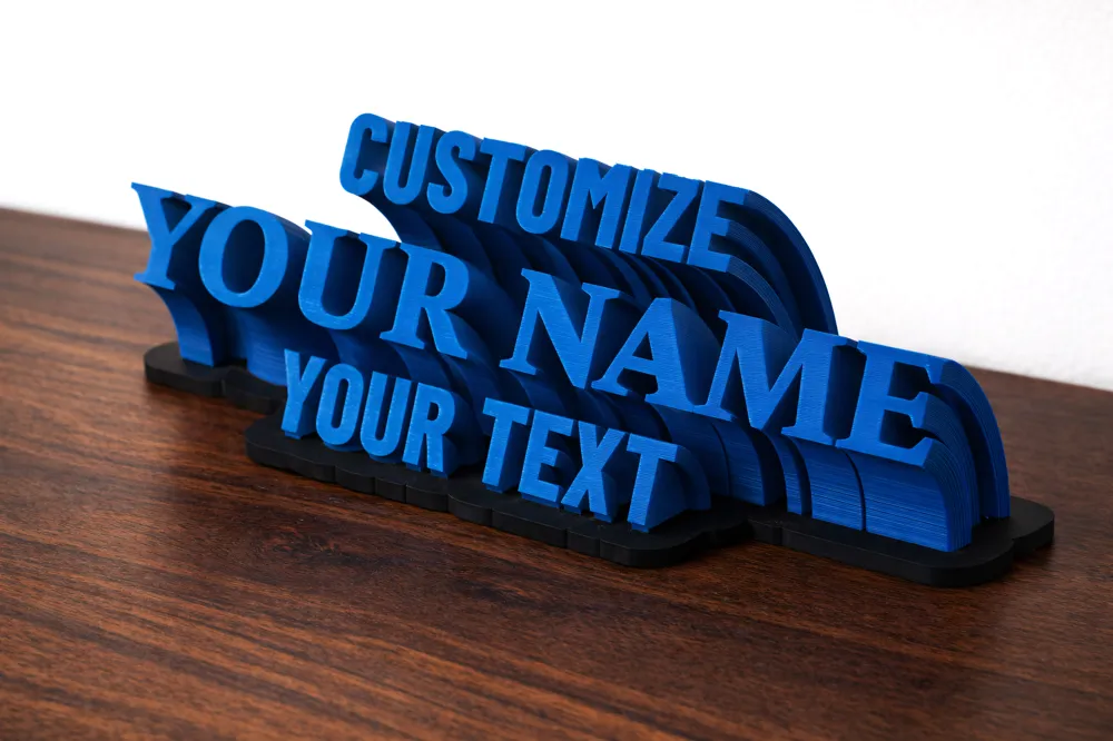 Parametric 3-line Sweeping Customizable Name Plate, photo 3 of 4 - Name Plates, text