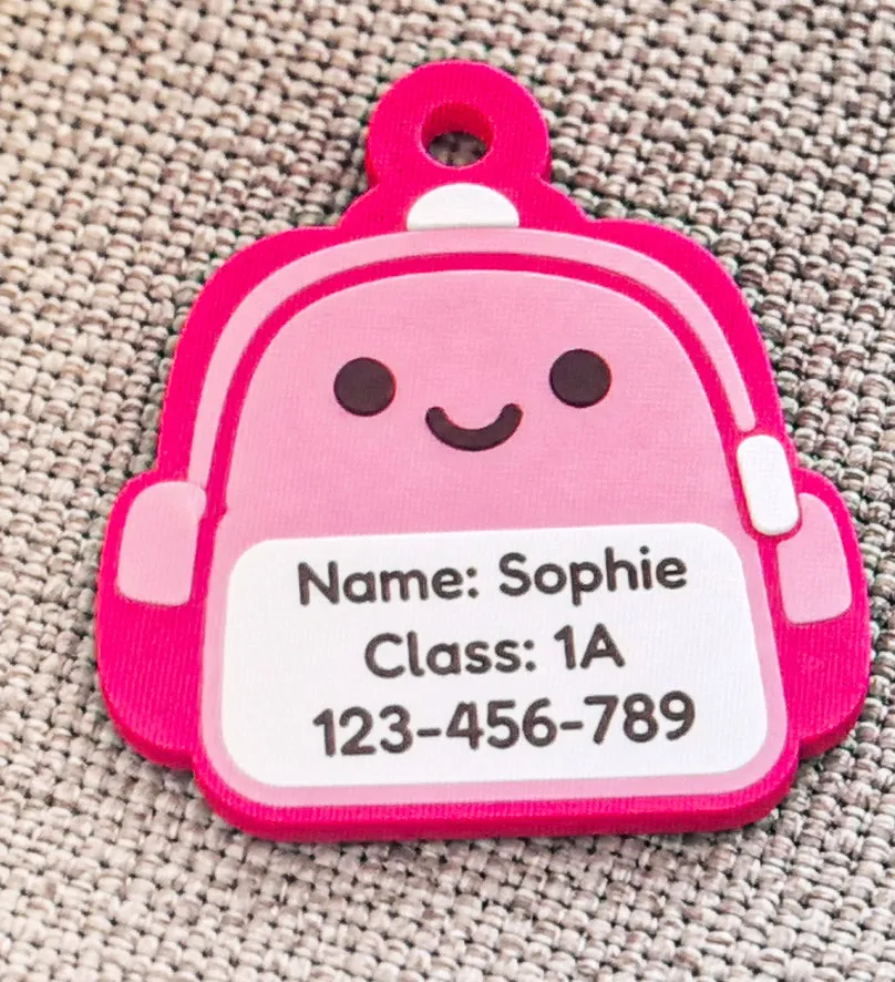 Parametric Backpack Name Tag Custom School Bag Tag, photo 2 of 4 - Luggage & Bag Tags, girl boy parametric backpack name tag custom school bag tag