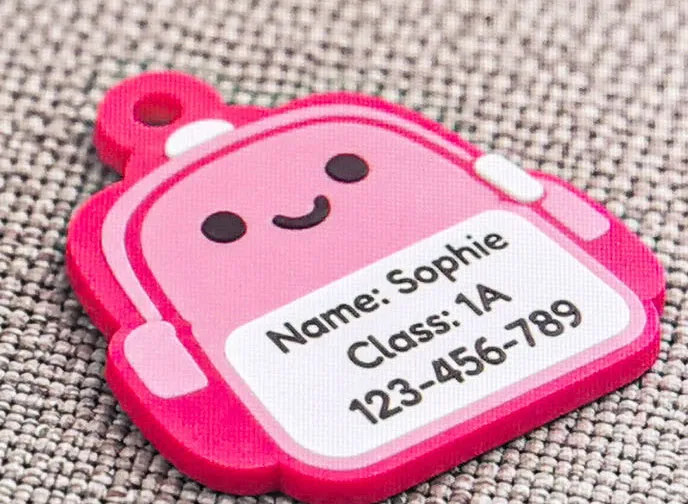 Parametric Backpack Name Tag Custom School Bag Tag, photo 3 of 4 - Luggage & Bag Tags, parametric bag tag backpack name tag school bag tag custom name personalized tag kids name tag