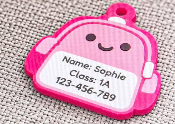 Parametric Backpack Name Tag Custom School Bag Tag, photo 4 of 4 - Luggage & Bag Tags, student tag contact tag name plate school accessory backpack accessory luggage tag lunch bag tag