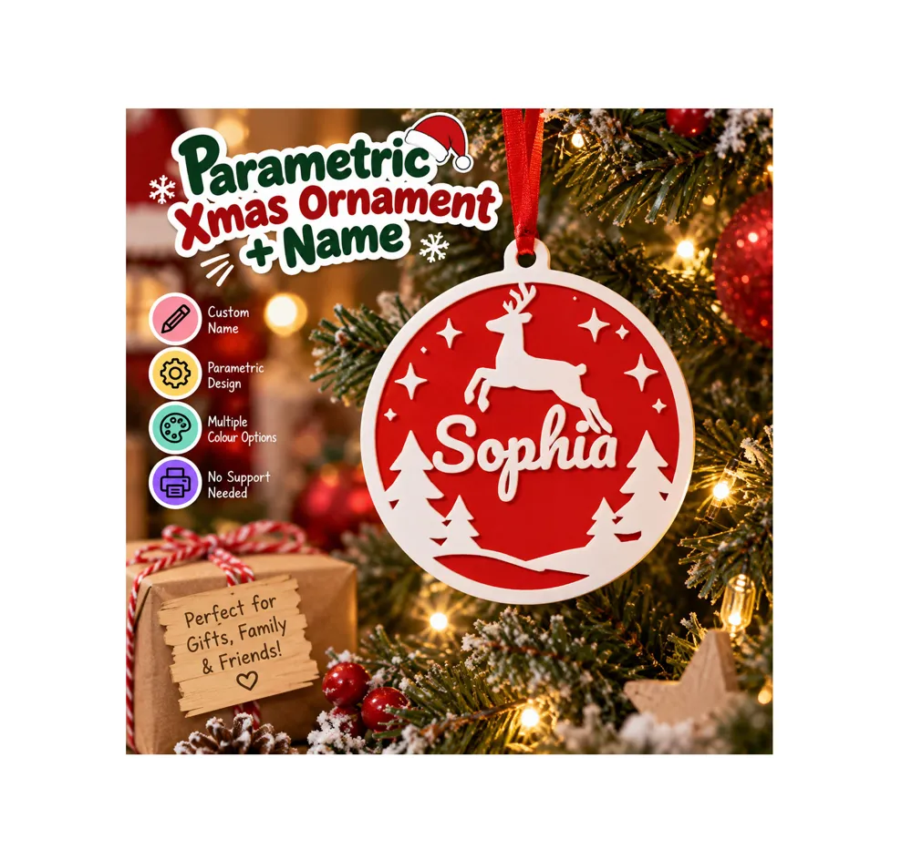 Parametric Christmas Name Ornament Xmas Reindeer, photo 2 of 4 - Parametric Christmas Name Ornament Xmas Reindeer Household