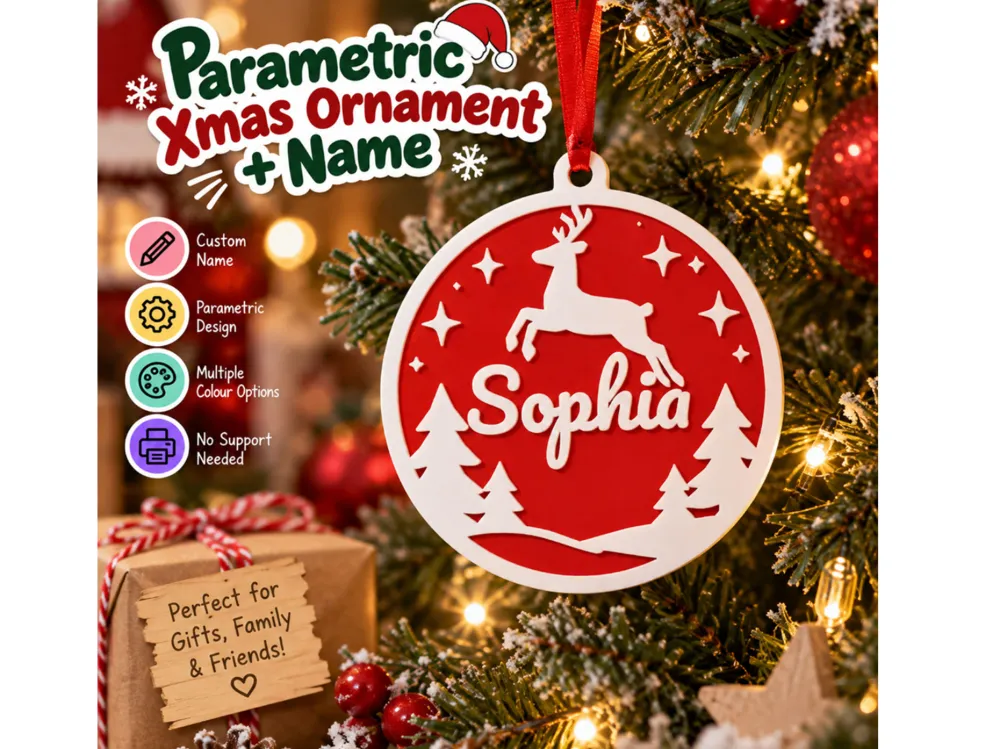 Parametric Christmas Name Ornament Xmas Reindeer - Decor, in stock in India