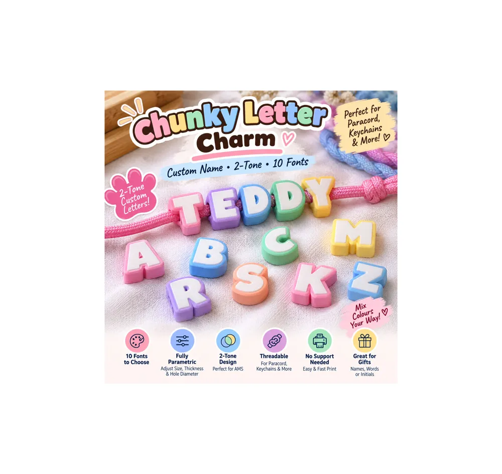 Parametric Chunky Letter Charm Paracord Beads, photo 3 of 4 - Parametric Chunky Letter Charm Paracord Beads Household