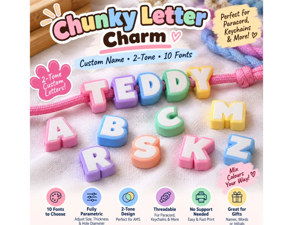 Parametric Chunky Letter Charm Paracord Beads, photo 4 of 4 - Parametric Chunky Letter Charm Paracord Beads Household