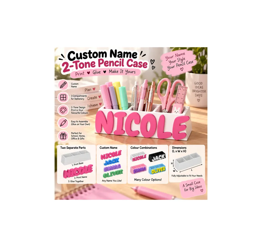 Parametric Custom Name Pencil Holder + Glue, photo 3 of 4 - Parametric Custom Name Pencil Holder + Glue Tools