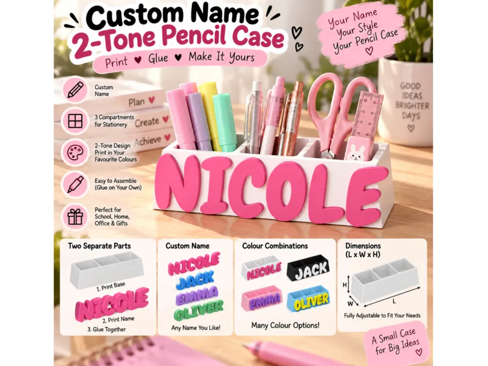 Parametric Custom Name Pencil Holder + Glue, photo 4 of 4 - Parametric Custom Name Pencil Holder + Glue Tools